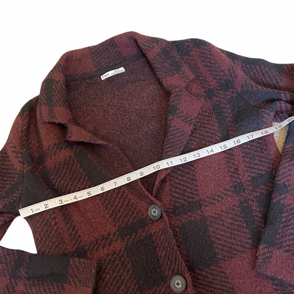 DEX Burgundy&Black Plaid Light Button Up Jacket XS - Picture 8 of 8